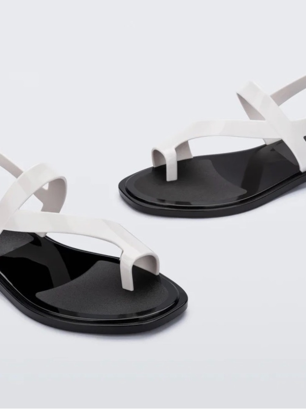 Melissa White Strap Sandals with Black Footbed